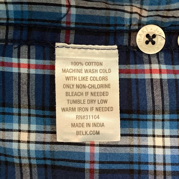 Boys size small J. Khaki long-sleeved blue plaid button down dress shirt - Picture 4 of 4